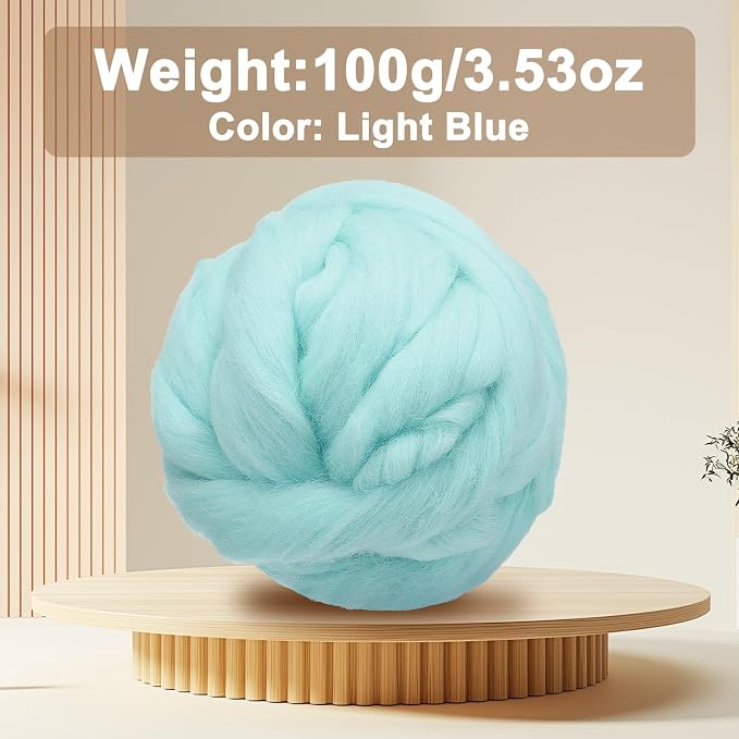 uxcell 3.53oz Wool Roving Yarn, Needle Felting Wool Fiber DIY Craft Needle Wet - Image 2