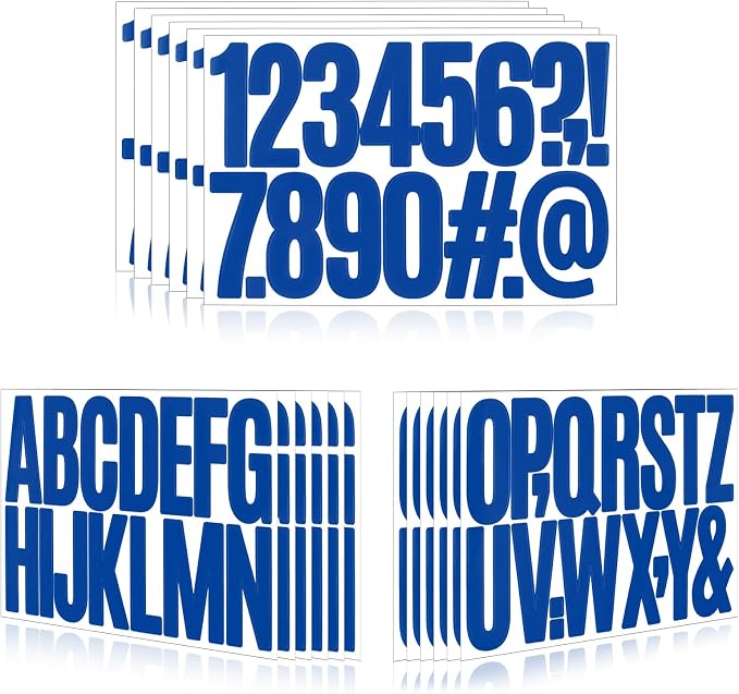 Letter Stickers, Mailbox Numbers, 3 Inch Waterproof Vinyl Alphabet | 3 Inch Blue by Llewyn