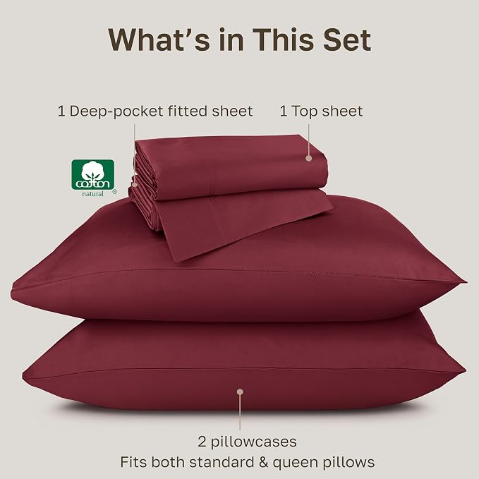 California Design Den Natural 100% Cotton Sheets Queen Size Bed Set Deep Pockets - Image 4