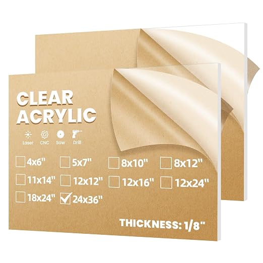 2 Pack 24x36 1/8" Clear Plexiglass Sheets by Langaelex