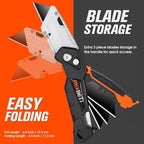 REXBETI 6 Pack Retractable Folding Utility Knife, SK5 Heavy Duty Box Cutter - Image 3