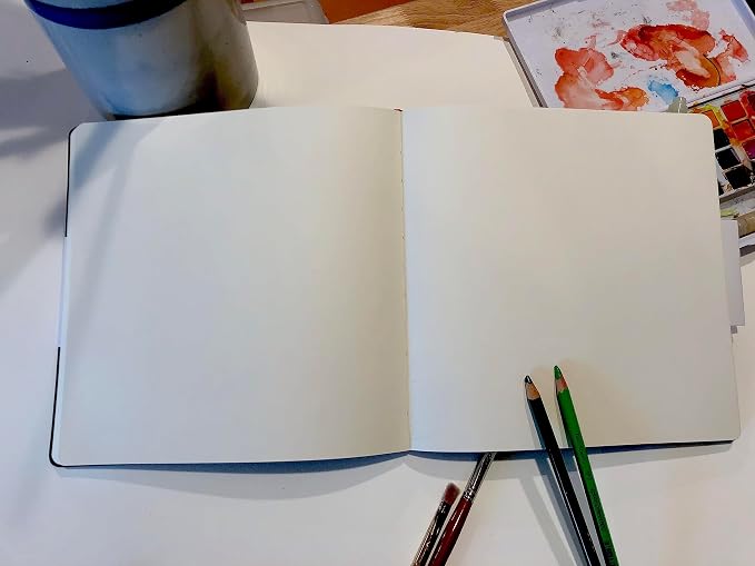 Square-Shaped Sketchbook, 8.3 x 8.3 inches, Lays Flat Flexible Sketch Book - Image 9