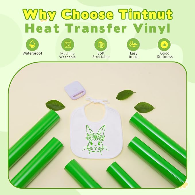 Tintnut Classic Green Heat Transfer Vinyl, easy cut & weed, stretch washable - Image 3