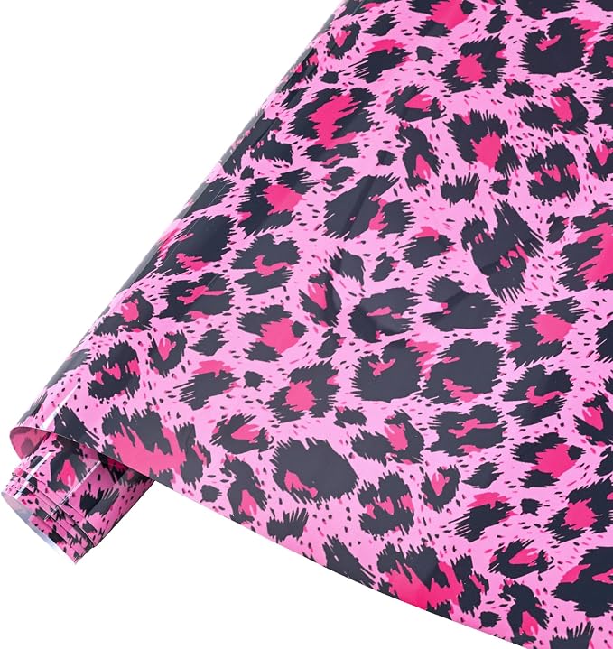 Tintnut Pink Leopard Heat Transfer Vinyl Roll, easy cut & weed, stretch washable by Tintnut