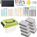 10 lb White Natural Air-Dry Clay + 30 pcs Pottery Tools + Storage Box, Hand by WABAFL