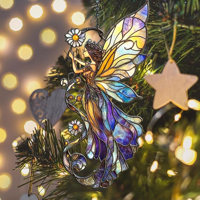 Fairy Acrylic Suncatcher Stained Glass Effect Window Car Hanging Christmas - Image 6
