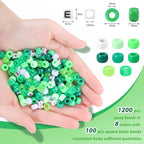 Green and White Beads, Kandi Beads Hair Beads - Image 4
