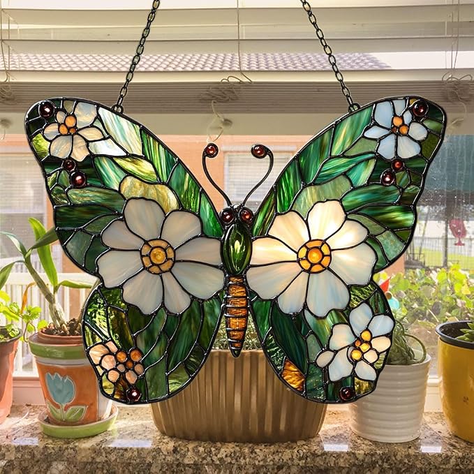 Daisy Fresh Butterfly Acrylic Suncatcher Stained Glass Effect Window Car - Image 4