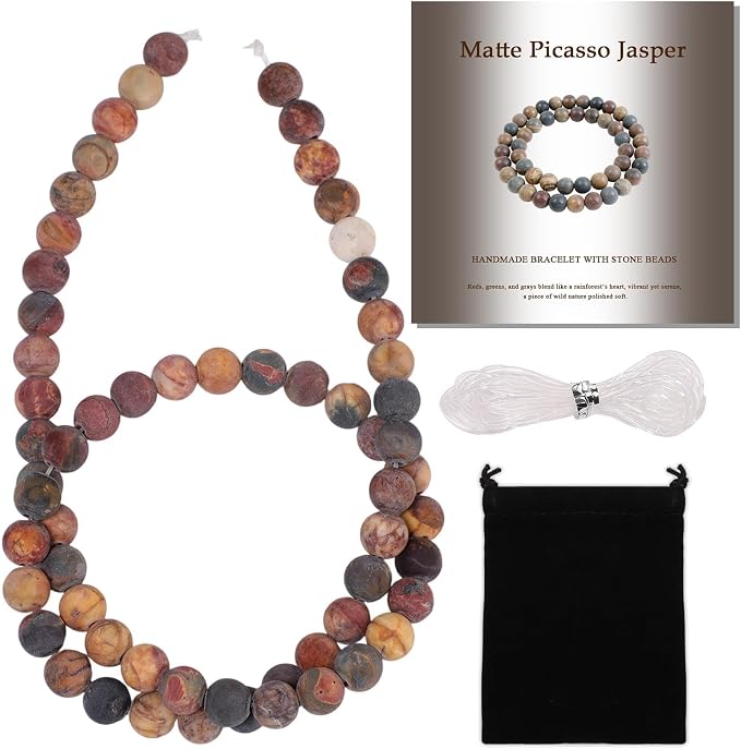 6mm Matte Picasso Jasper Bead, 15-Inch Matte Round Loose Stone Beads by THRELE