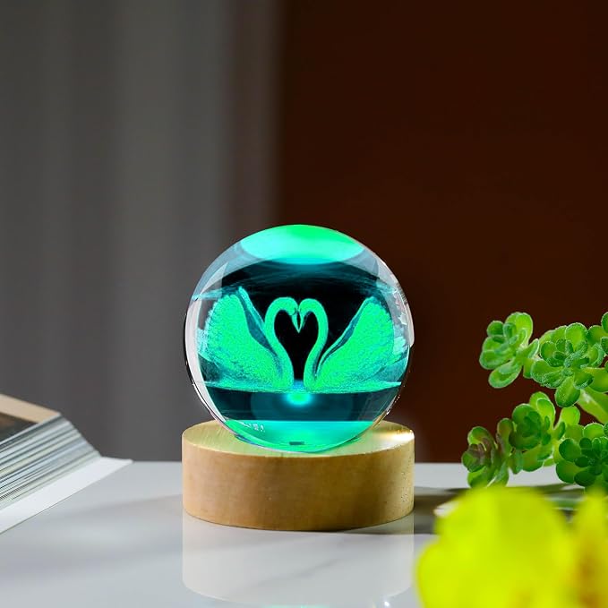 3D Swan Gifts: Crystals Ball 60mm Glass Figurines Decor Items - Image 4