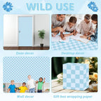 Blue Checkered Bulletin Board Paper Roll Retro Pastel Blue Bulletin Board - Image 7