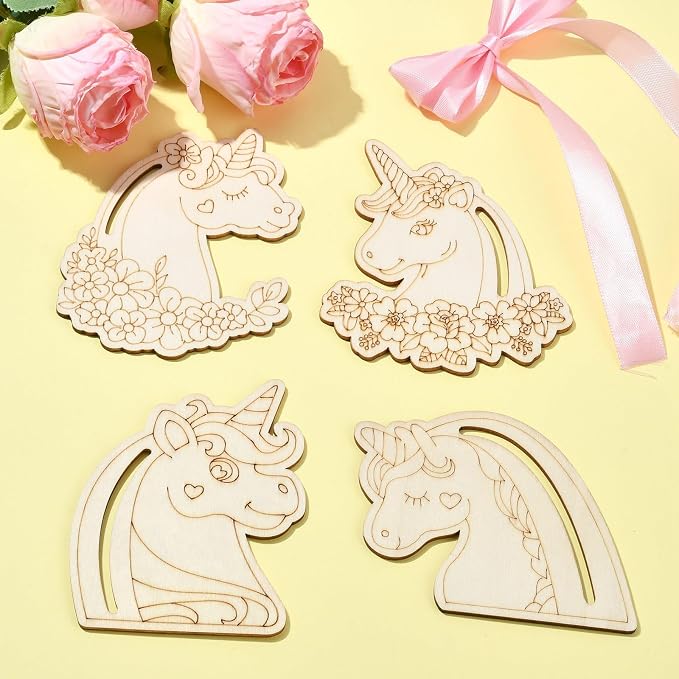 24 Pcs Unfinished Wood Unicorn Cutouts Wood Frame Embellishments - Image 8