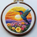 DIY Punch Needle Kits Hummingbird and Sunset Flowers by Unknown