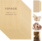 15 Pack Basswood Sheets 1/8 x 12 x 16 Inch, 3mm Plywood Sheets by LDXDRU