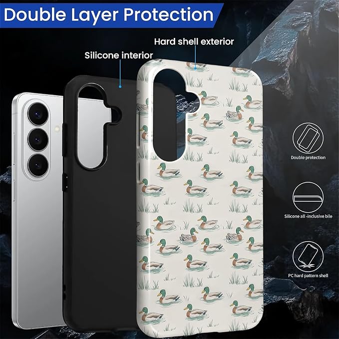 for Samsung Galaxy S26 Case, Cute Duck Pattern Glossy 2 in 1 Shockproof Bumper - Image 3