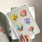 50Pcs Transparent Aesthetic Flowers Stickers - Image 6
