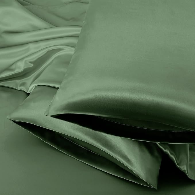 Aormenzy Satin Pillow Cases for Women Standard Size Set of 2, Woodland Green by Aormenzy