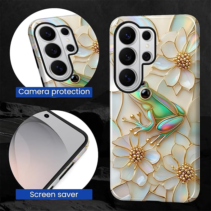 for Samsung Galaxy S26 Ultra Case, Stained Glass Frog Flowers Pattern Glossy 2 - Image 5