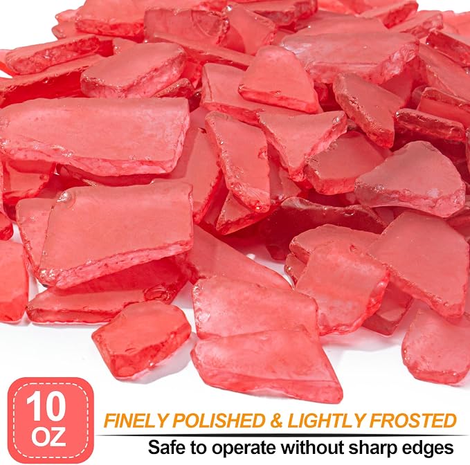 Keedolla Tumbled Sea Glass for Crafts - 10 OZ Red Flat Frosted Seaglass Pieces - Image 2
