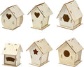 6 Sets 6 Styles Breeding Box Theme Unfinished Wood Bird House Hollow Star by Gythara