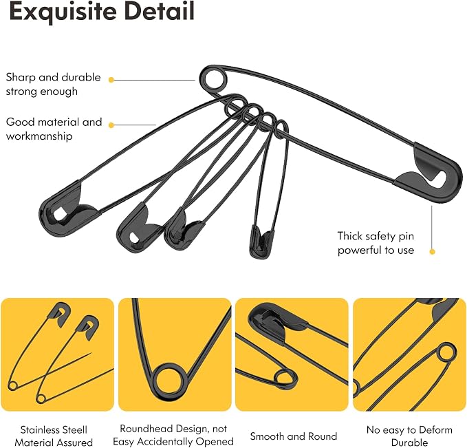 Safety Pins Assorted, 340 Pack Small & Large Heavy Duty Safety Pins - Image 5