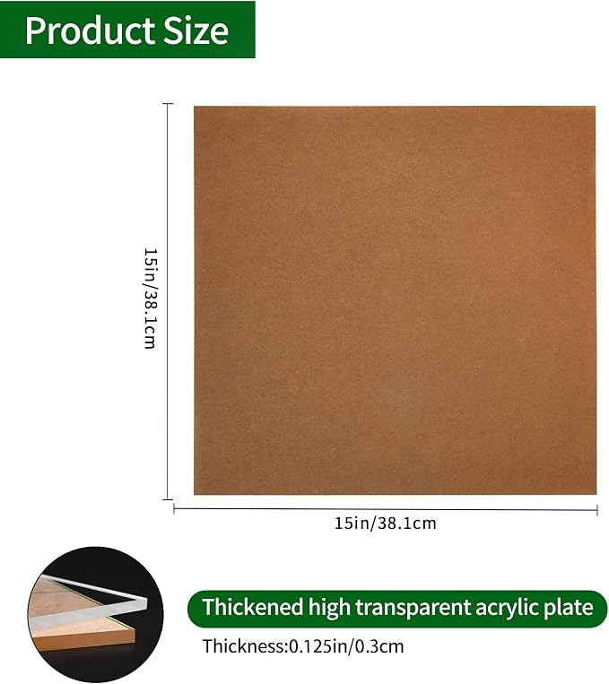 Lesnlok 2 Pieces 15 x 15 Acrylic Sheet 1/8 Thick 3mm Plexiglass Sheet, - Image 2