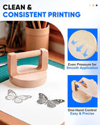 UCEC 1+1 Pack Handheld Round Wood Baren and Cleaning Cloth, Printmaking Tool Set - Image 2