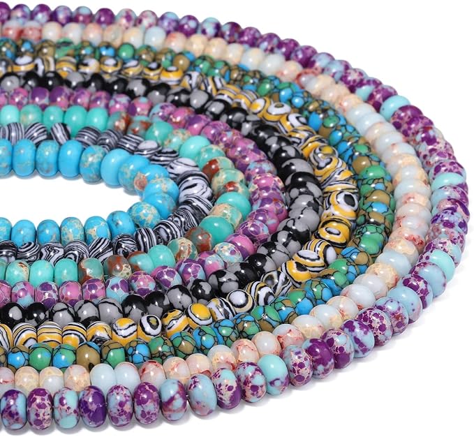 Songxi 5x8mm Natural Blue Emperor Stone Rondelle Beads, Gemstone - Image 9