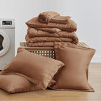 Love's cabin California King Comforter Set Mocha Mousse, 7 Pieces California - Image 9
