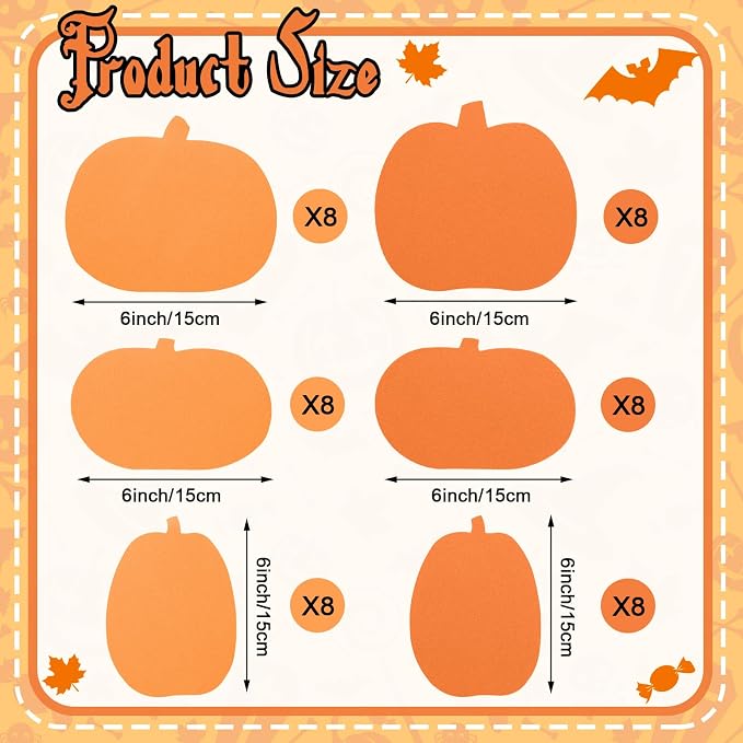 Ireer 48 Pcs Large Foam Pumpkin Cutouts 6 Inch Halloween Crafts Cutouts Fall - Image 2