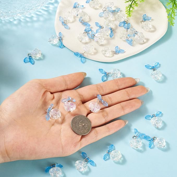 FASHEWELRY 30pcs Crystal Glass Flower Pendants - Image 4