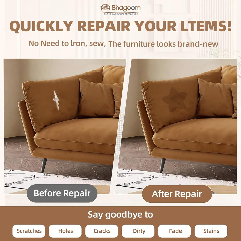 Suede Repair Patch, 17X158 Inch Fabric Large Repair Tape, Self-Adhesive Patches for Furniture, Sofa, Car Interior, Shoes, Hand Bag, Clothing (Brown, 17X158 Inch)