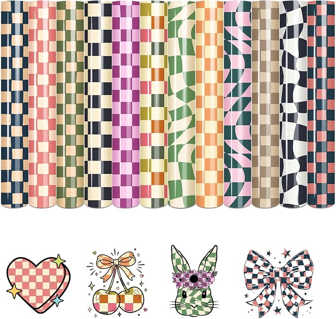 Tintnut Retro Checkerboard Heat Transfer Vinyl, 12 12"x10" Iron on Vinyl | by Tintnut