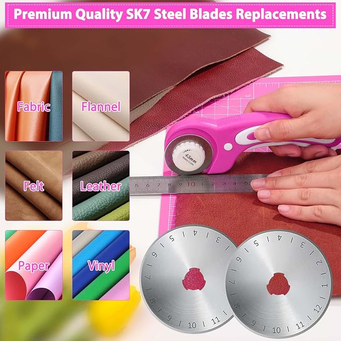 Rotary Cutter and Mat Set, Audab Self Healing Sewing Mats Shirt Cutter 45mm - Image 4