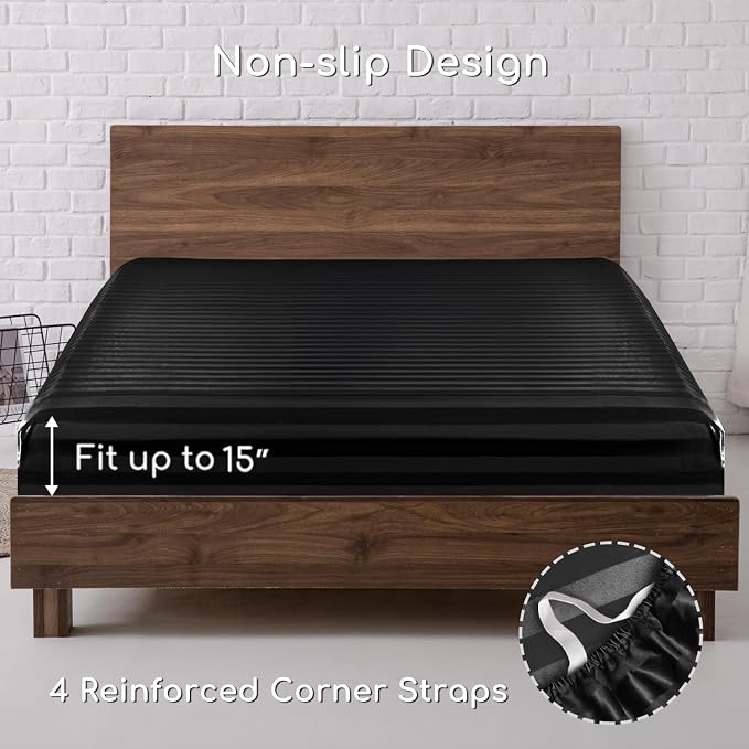 MR&HM Satin Bed Sheets, Twin Size Sheets Set - Image 5