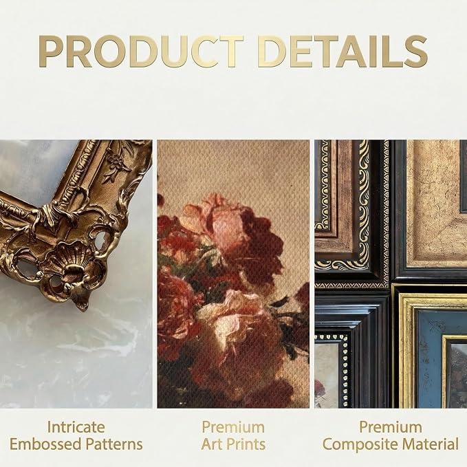 Vintage Picture Frames for Gallery Wall Frame Set, Resin Baroque Decor for - Image 5