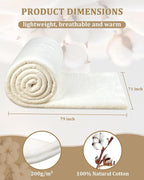 PLANTIONAL Grinding Natural Cotton Quilt Batting: 71-Inch x 79-Inch Light - Image 2