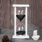 BELLAWARE Hourglass Timer with Black Sand, 60 Minute White Wood Sand Timer | - Image 2