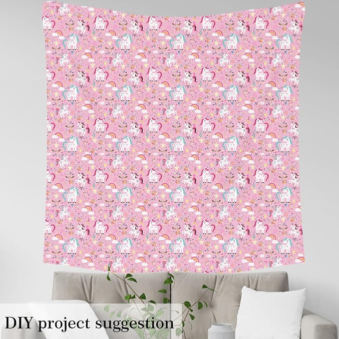 Rainbow Unicorn Fabric by The Yard, Cute White Horse Animal Soft Flannel - Image 4