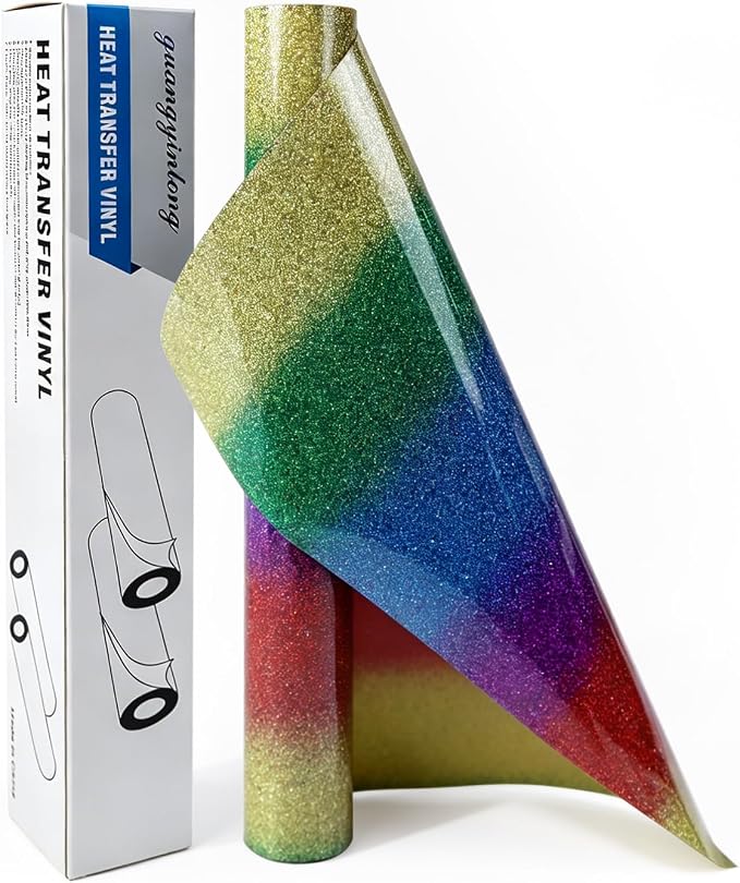guangyintong Rainbow Glitter Heat Transfer Vinyl Rolls by guangyintong