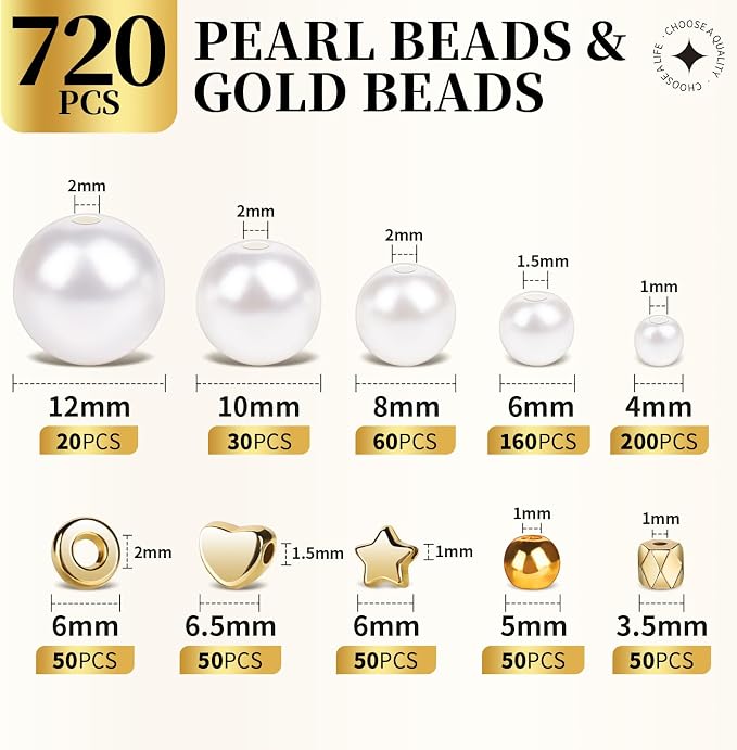 LEOBRO Pearl Beads for Bracelets, Friendship Bracelet Kit, Crafts & DIY Jewelry - Image 3