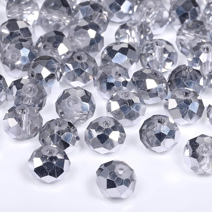 300pcs 8mm Crystal Glass Beads for Jewelry Making Faceted Rondelle Flat Beads by Nitopupu