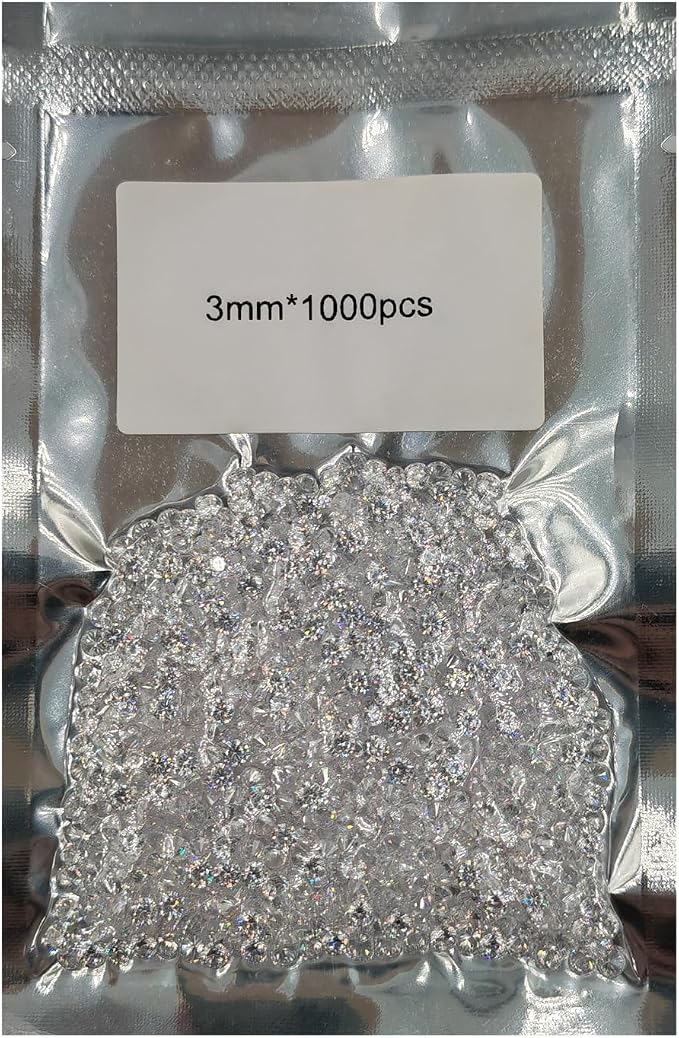 Cubic Zirconia Gemstones - 3mm 1000pcs Bulk Round Machine-Cut Pointed Back by HUMYCC