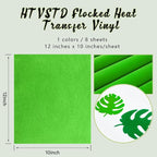 HTVSTD Forest Green Flock HTV Heat Transfer Vinyl 8pcs 12×10in | Vivid Color - Image 2