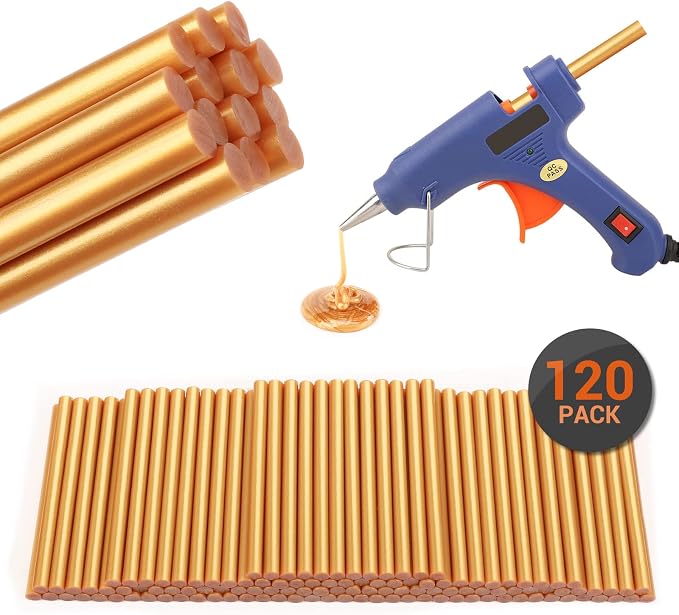 Gartful 120pcs Gold Hot Glue Sticks, Hot Glue Gun Wax Sticks 0.28" x 3.9" - Image 7