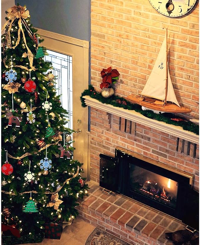 Hidreas 40 Pcs Wooden Ornaments Unfinished Christmas DIY Ornaments Craft Kit - Image 6
