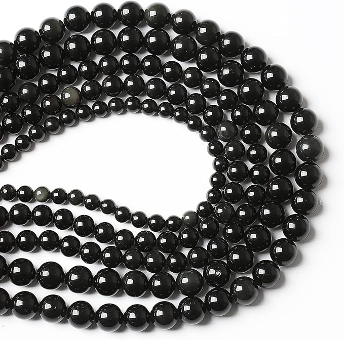 32PCS 12mm AAA Natural Black Obsidian Stone Beads Gemstone Round Loose Beads - Image 5