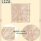 4PCS Square Wood Appliques Onlays Decorative - Image 2