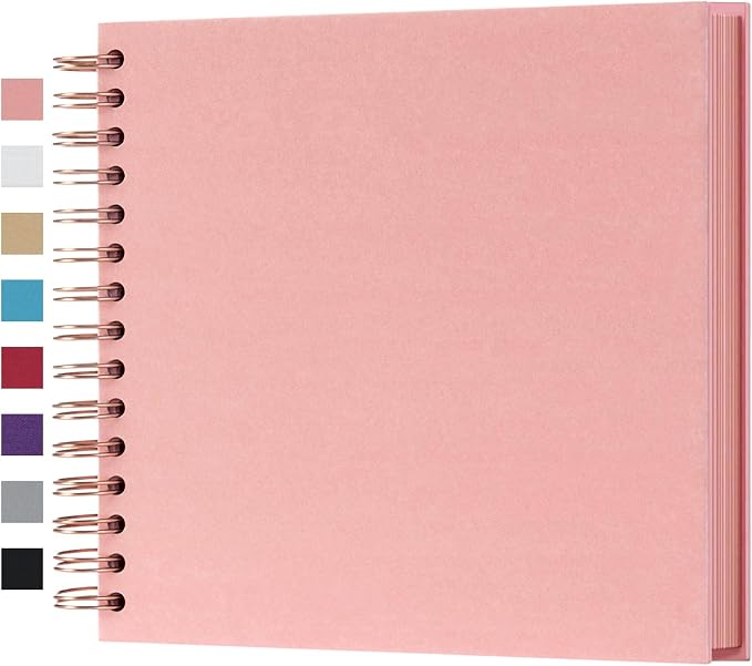 potricher 8 x 8 Inch DIY Scrapbook Photo Album 80 Pages Thick Kraft Blank Pink by potricher