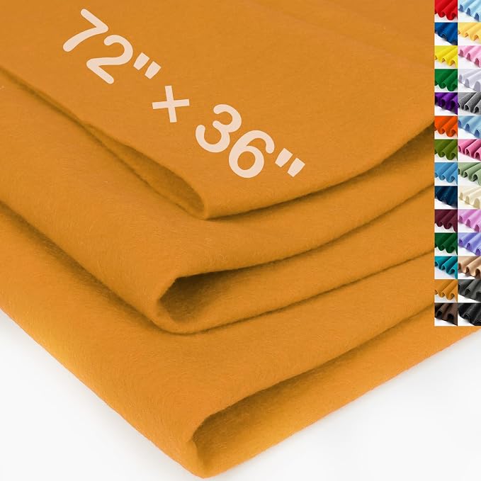 XSEINO Antique Gold Large Felt Fabric 72" X 36 ", 1.4 mm Thick Soft Felt Fabric by XSEINOiscreating%EF%BC%81